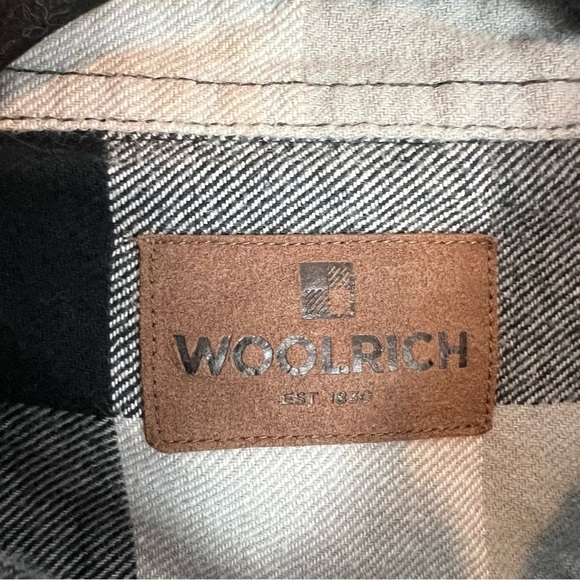 Woolrich button down shirt mens XL Black White checkered collared long sleeve - Picture 4 of 9